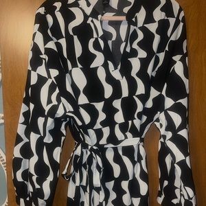 SHEIN 2x black and white midi dress.